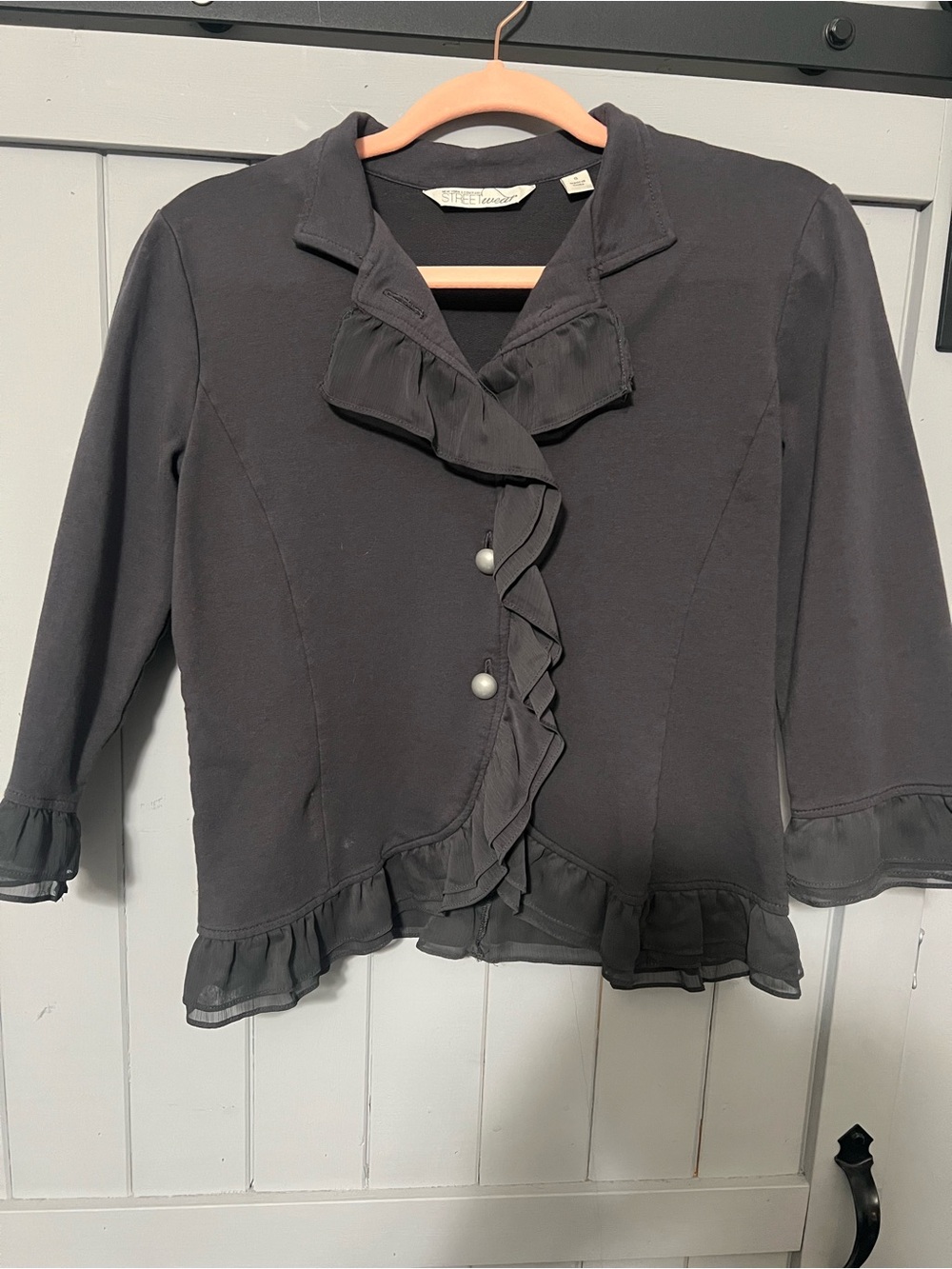 New York & Company Black Ruffle-Trim Blazer Jacket